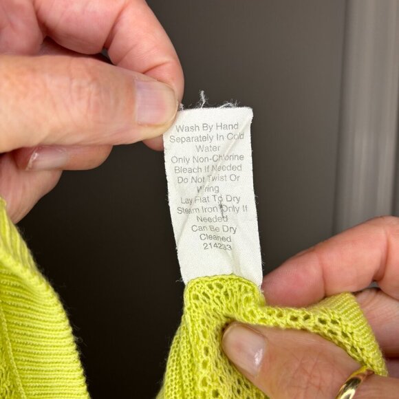 CAbi Lightweight Fly Away Mesh Sweater Womens S Chartruesse Long Sleeve - Picture 6 of 8